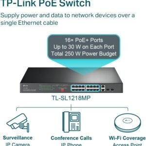 TP-Link TL-SL1218P 16 PT 10/100MBPS POE+ SWITCH /+2 GIGA PORT