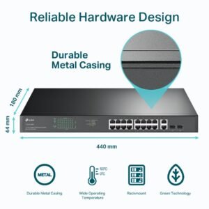 TP-Link TL-SG1218MP 18PORT GIGABIT RACKMOUNT SW W/ 16PORT POE+