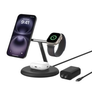 BELKIN BOOST CHARGE™ PRO 3-IN-1 WIRELESS CHARGER STAND WITH MAGSAFE 15W-WIZ017MYBK