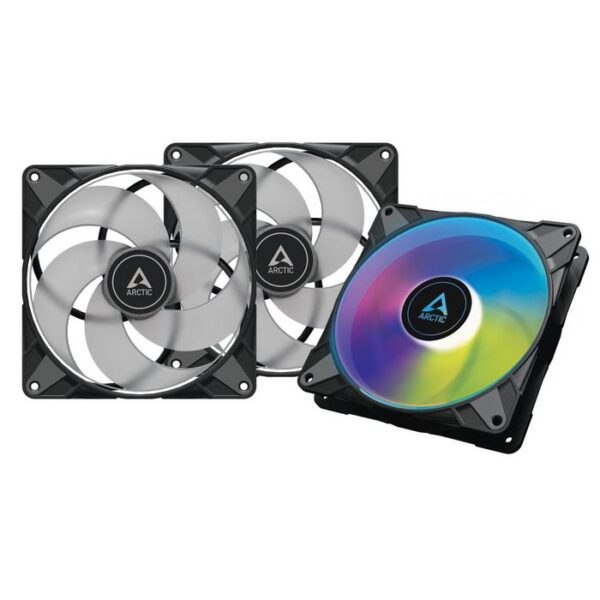 ARCTIC P14 PWM PST A-RGB 0dB (3 Pack) - Case Fan, 140 mm PWM, Optimised for Static Pressure, Semi-Passive: 0-1900 RPM, 5V 3 Pin A-RGB LED - Black