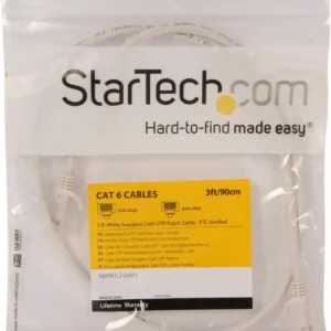 StarTech N6PATCH3WH Startech 3 ft White Cat6 UTP Snagless Patch Cable