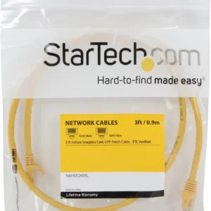 StarTech N6PATCH3YL Startech 3 ft Yellow Cat6 UTP Snagless Patch Cable