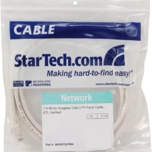 StarTech N6PATCH7WH Startech 7 ft White Cat6 UTP Snagless Patch Cable