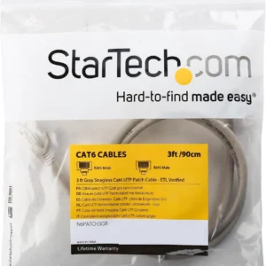 StarTech N6PATCH3GR Startech 3 ft Gray Cat6 UTP Snagless Patch Cable
