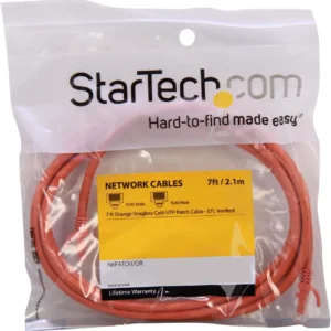 StarTech N6PATCH7OR Startech 7 ft Orange Cat6 UTP Snagless Patch Cable