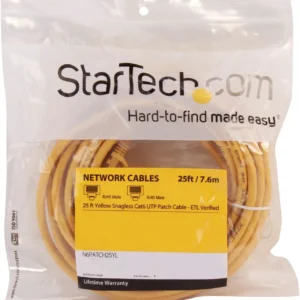 StarTech N6PATCH25YL Startech 25 ft Yellow Cat6 UTP Snagless Patch Cable