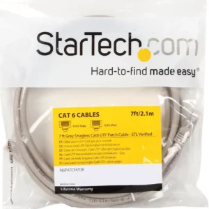 StarTech N6PATCH7GR Startech 7 ft Gray Cat6 UTP Snagless Patch Cable