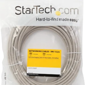StarTech N6PATCH50GR Startech 50 ft Gray Cat6 UTP Snagless Patch Cable