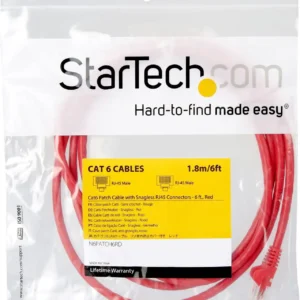 StarTech N6PATCH6RD Startech 6 ft Red Snagless UTP Cat6 Patch Cable