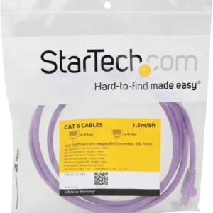 StarTech N6PATCH5PL Startech 5 ft Purple Snagless UTP Cat6 Patch Cable