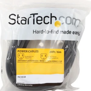 StarTech PAC10120 Startech NEMA 5-15R to NEMA 5-15P 20ft Power Cord Extension