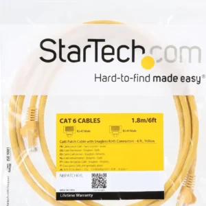 StarTech N6PATCH6YL Startech 6 ft Yellow Snagless UTP Cat6 Patch Cable