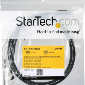 StarTech N6PATCH4BK Startech 4 ft Black Snagless UTP Cat6 Patch Cable