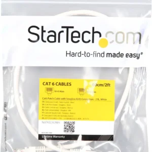 StarTech N6PATCH2WH Startech 2 ft White Snagless UTP Cat6 Patch Cable