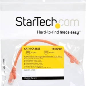 StarTech N6PATCH6INOR Startech 6 in Orange Snagless UTP Cat6 Patch Cable