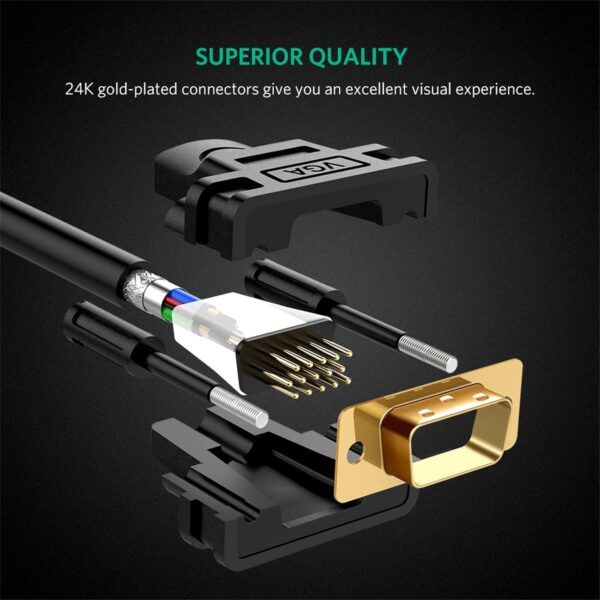Ugreen 15m VGA 3+8 core Male to Male, gold plated - Image 4
