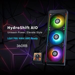 LIAN LI HSLCD36RB Lian Li HydroShift LCD 360R AIO 360mm CPU AIO Liquid Cooler 360mm Black,  LL-3028