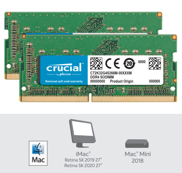 Crucial 64GB Kit (2 x 32GB) DDR4-2666 SODIMM ...CT2K32G4S266M - Image 2