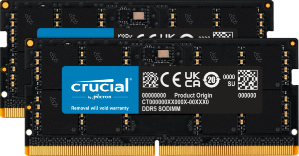 Crucial 64GB Kit (2x32GB) DDR5-4800 SODIMM CL40 (16Gbit)