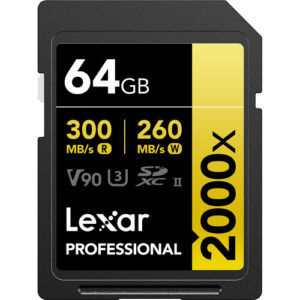 LEXAR Professional 2000x 64GB SDXC R300/W260 MB/s (GOLD Series)