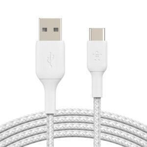BELKIN BRAIDED USB-C TO USB-A CABLE 2M WHITE CAB002BT2MWH