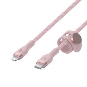 Belkin CAA011bt1MPK BoostCharge Pro Flex USB-C Cable with Lightning Cable (Pink, 1M)