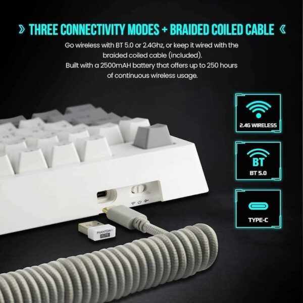 Tecware Veil 87 Wired Mechanical Keyboard (Barebones Kit), White - Image 2