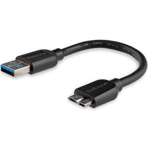 StarTech.com 15 cm (6 in.) USB 3.0 Slim Cable – USB-A to Micro-B – SuperSpeed – USB 3.1 Gen 1-USB3AUB15CMS