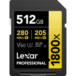 LEXAR PROFESSIONAL 1800X SDXC UHS-II CARD GOLD SERIES 512GB