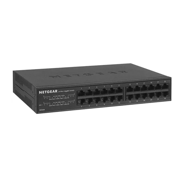 NETGEAR 24-Port Gigabit Ethernet Unmanaged Switch (GS324) - Desktop/Rackmount, Fanless Housing for Q