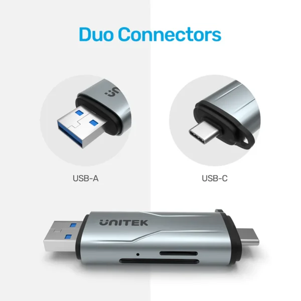 Unitek R1010A 2-in-1 USB-C and USB 3.0 Card Reader - Image 3