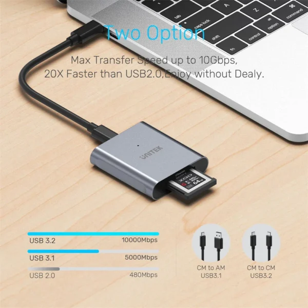 Unitek CFexpress2.0 USB 10Gbps Aluminium Card Reader R1005A - Image 3