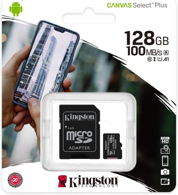 Kingston SDCS2/128GB MicroSD 128GB Up to 100MB/s UHS-I V10 A1 Nintendo Switch Compatible with Canvas Select Plus - Image 3