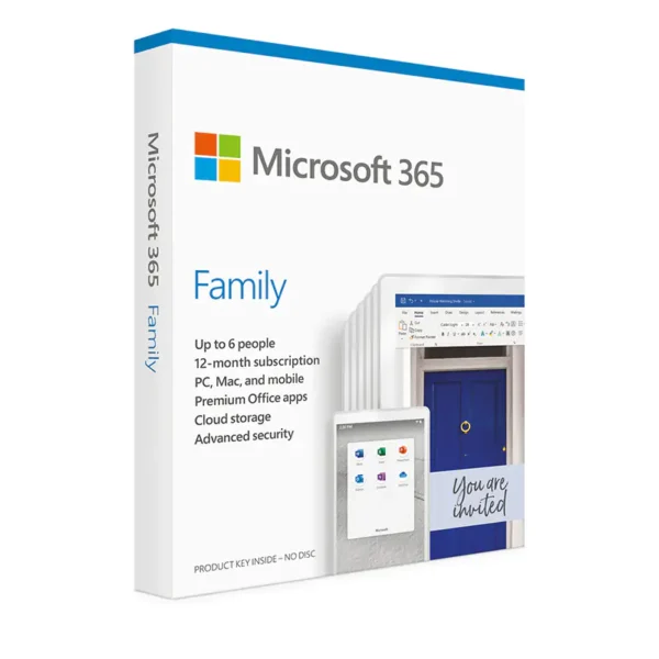 Microsoft M365 Family English 1 Year Subscription Medialess P8