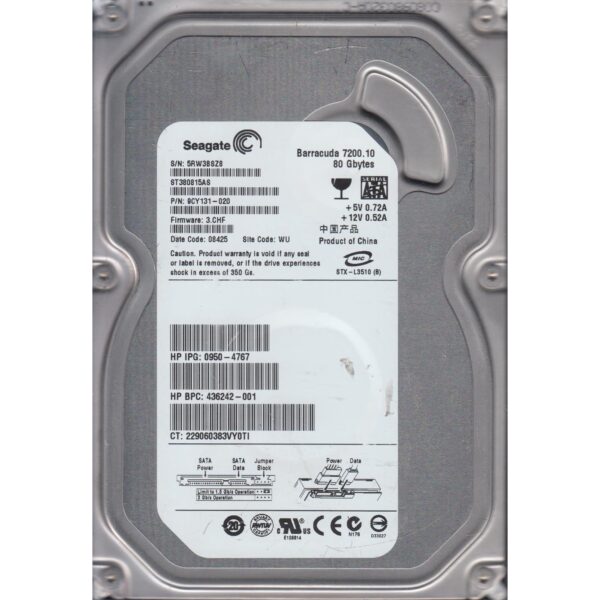 Seagate 9CY131-020 - 80GB 7.2K RPM SATA NHP LFF 3.5" Hard Disk Drive (HDD)