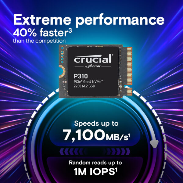 Crucial P310 2TB PCIe Gen4 2230 NVMe M.2 SSD - Up to 7100 MB/s CT2000P310SSD2 - Image 2