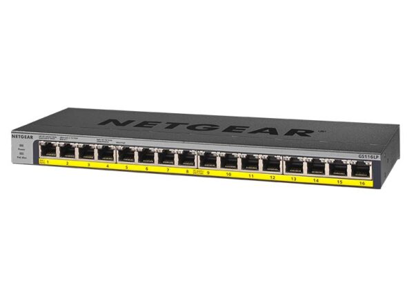 NETGEAR 16-Port Gigabit Ethernet Unmanaged PoE Switch (GS116LP) - with 16 x PoE+ @ 76W Upgradeable,