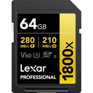 LEXAR Professional 1800x 64GB SDXC R270/W180 MB/s (GOLD Series)