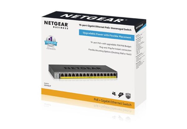 NETGEAR 16-Port Gigabit Ethernet Unmanaged PoE Switch (GS116LP) - with 16 x PoE+ @ 76W Upgradeable, - Image 2