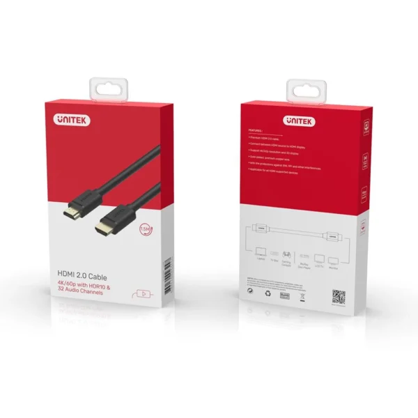 Unitek HDMI 2.0 Cable 1.5m 5ft #Y-C137M - Image 3