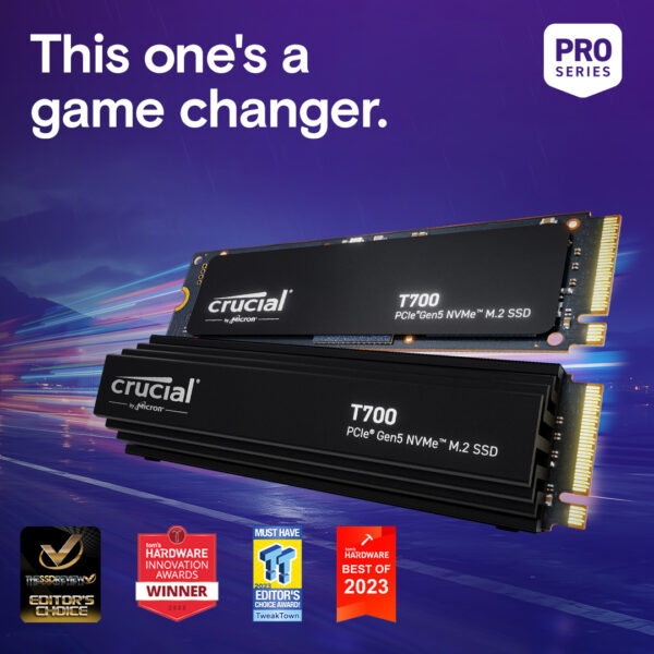Crucial T700 1TB PCIe Gen5 NVMe M.2 SSD WITH HEATSINK CT1000T700SSD5 - Image 3