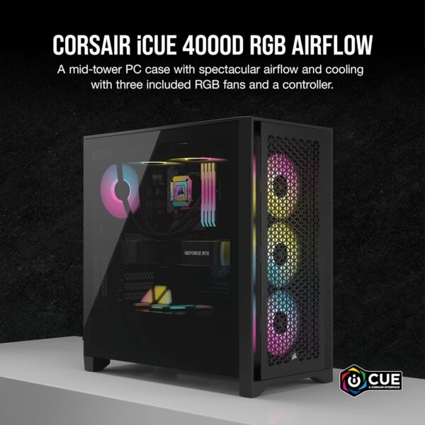 Corsair iCUE 4000D RGB Airflow Mid-Tower Case - Black - Image 2