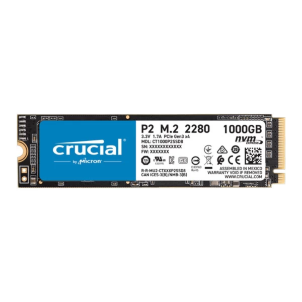 Crucial P2 1TB 3D NAND NVMe PCIe M.2 SSD Up to 2400MB/s - CT1000P2SSD8