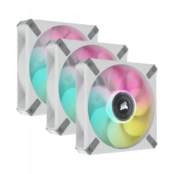 Corsair ML120 RGB ELITE, 120mm Magnetic Levitation RGB Fan, 3-Pack with Lighting Node CORE - White