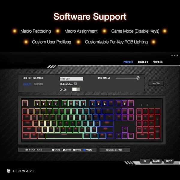 TECWARE PHANTOM+ 87 (BLACK) PINK SWITCH (LINEAR,58G) - Image 2