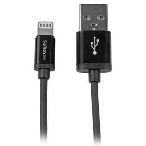 Startech USBLT30CMB 0.3m 11in Short Black Apple Lightning to USB Cable