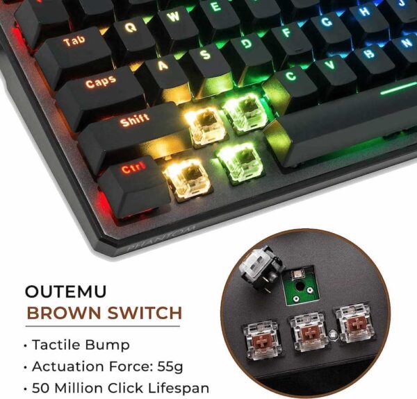 Tecware Veil 87 Wired Mechanical Keyboard (Barebones Kit), Smokey Black - Image 2