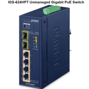 Planet IGS-624HPT Industrial 4-Port Gigabit PoE+ w/ 2-Port Gigabit SFP Ethernet Switch