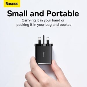 BASEUS CCXJ030101 BASEUS Compact 30W Fast Charger 2U+C Three Ports Travel Power Adapter UK, BLK