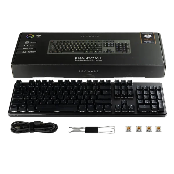 Tecware Phantom+ 104 (Black) Brown Switch (Tactile, 50g) TWKB-P104PZT-WBR - Image 2